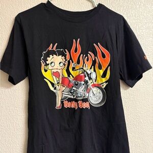Betty Boop Black Tee with Fiery Design